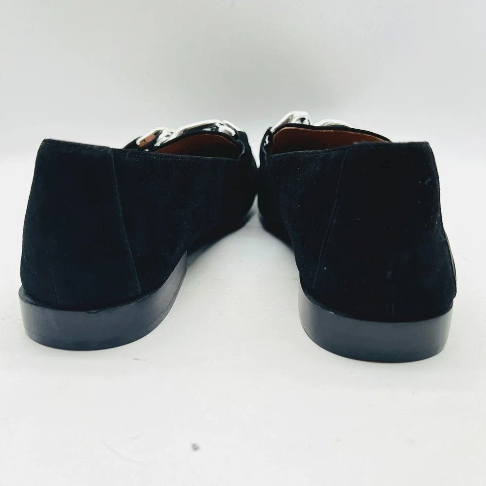 Donald Pliner Shoes Womens 7.5 Black Suede Loafer Chain Casual Chunky Bristol - Picture 7 of 12
